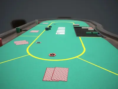 Poker table PBR Low-poly 3D model