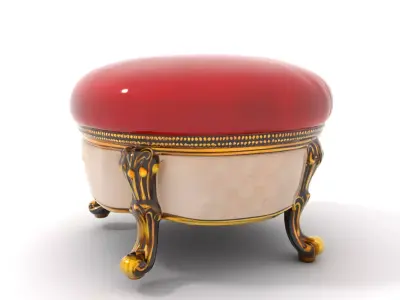 Elegant Red Ottoman model pack Low-poly 3D model