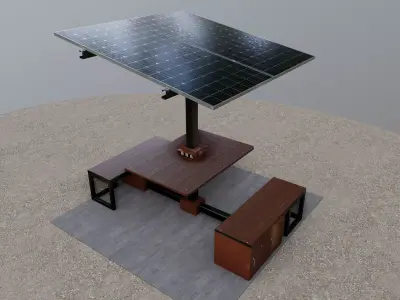 Solar Pergola Type-2 Black and White 3D model