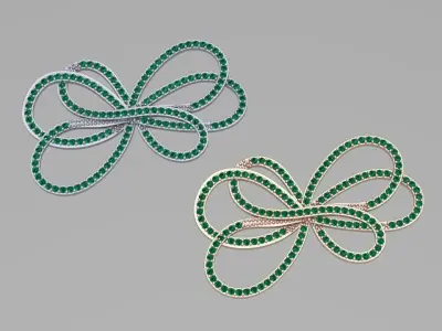 bowtie papion brooch and earrings 3rd version 3D print model