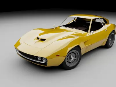 70s muscle-sports coupe Low-poly 3D model