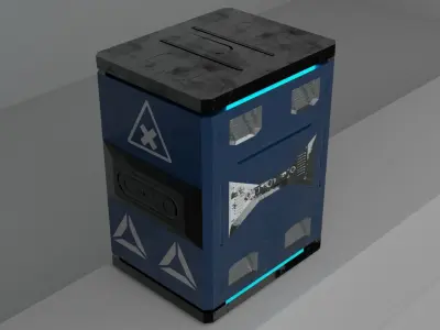 Game ready Low Poly PBR Sci-fi box - Box 3 of 5 Free low-poly 3D model