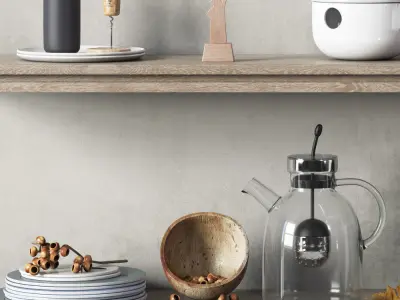 Scandinavian decorative set for the kitchen 3D model