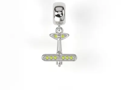 Plane Charm with gems 3D print model