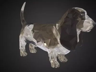 Dog Black Basset Hound Low Polygon Art Animal Low-poly 3D model