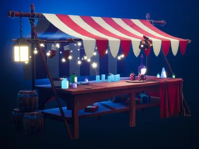 Magic Market Stall Low-poly 3D model