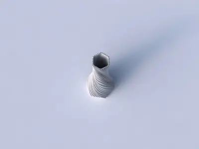 Vase twisted squeezed hexagon with wavy extruded lines 3 3D print model
