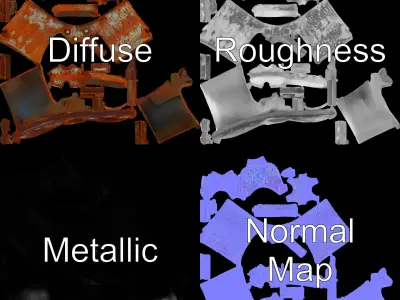 Rustic Metal Stove Model Pack Low-poly 3D model