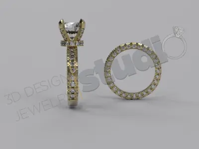 Luxury detail brilliant rings with gems 3d model 3D print model