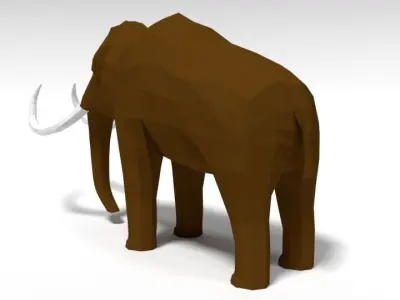 Low Poly Cartoon Mammoth Low-poly 3D model