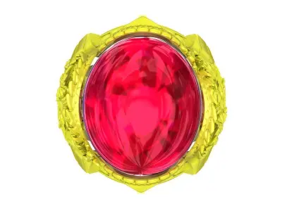 A4765 Oval Ruby Chinese Dragon Men Ring 3D print model