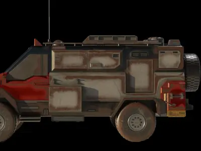 scifi cyberpunk 4x4 Truck 3D textured model Low-poly 3D model