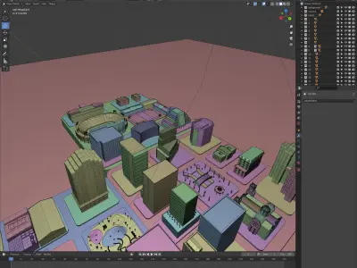 Low poly isometric city Low-poly 3D model
