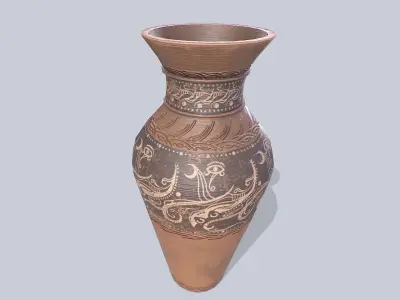 Clay pot Low-poly 3D model