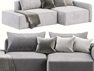 Corner sofa bed Portland grey 3D model