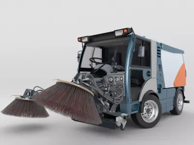 Street Sweeper Rigged and Animated 3D model