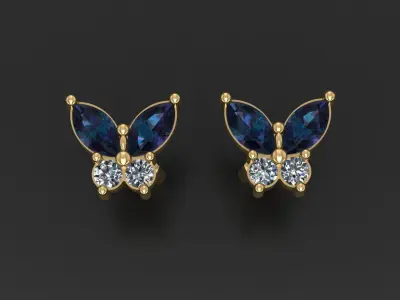 Butterfly Stud Earrings 3D print model