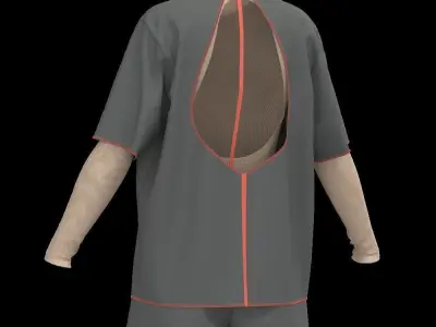 Female oversized tshirt  overalls  short LOOK 3D model