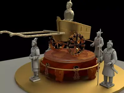 Chinese  chariot with warrior  3D model