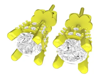 A7759 Diamond Stud Earrings 3D Model 3D print model