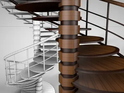 Decorative Spiral Stairs Low-poly 3D model
