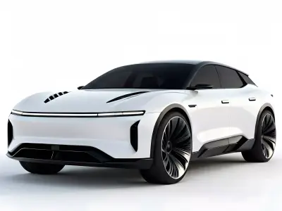 Futuristic White Electric SUV 3D Model Low-poly 3D model