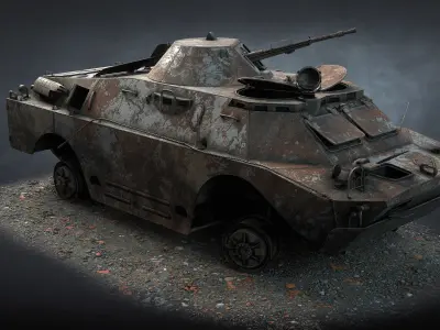 BRDM-2 Destroyed Low-poly 3D model