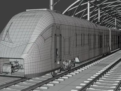 Station with Stadler Flirt IV 3D model