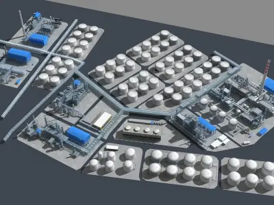 Refinery oil Low-poly 3D model