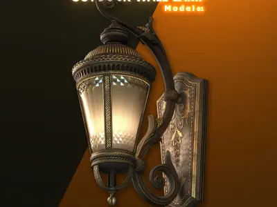 CLASSICAL OUTDOOR WALL LAMP -Model 01-  Hight and  Low-poly 3D model
