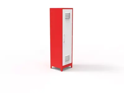 METAL CABINET-SINGLE LONG-RED AND WHITE Low-poly 3D model