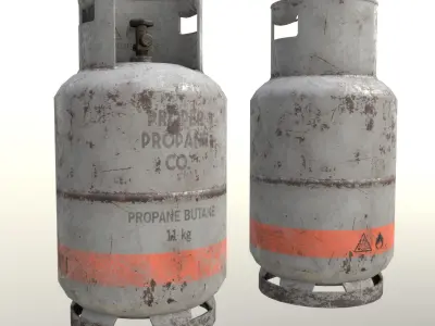 Gas Cylinder 11 kg Gray - Clean and Dirty Low-poly 3D model