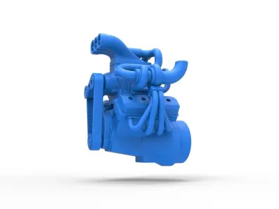 Twin turbo supercharged V8 Engine Version 2 Scale 1 to 25 3D print model