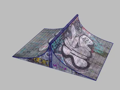 Skate Park - Double Quarter Pipe 3D model