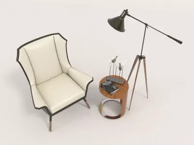 Modern Coffee Table and Armchair Set 12 3D model