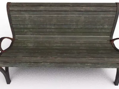 Classic Park Bench 02 -  Apocalyptic Low-poly 3D model