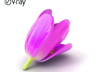 Purple Tulip Petals Detailed 3D Model Pack Low-poly 3D model