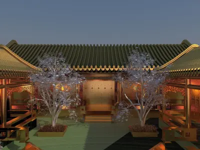 Chinese ancient courtyard house 3D model