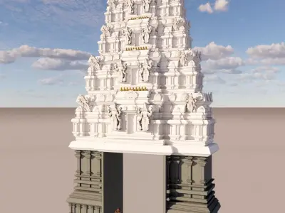 Tirupati Balaji Temple Entry Gate And Dome  3D model