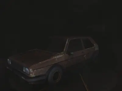 Rusted VW MK1 concept car for games and scenes Low-poly 3D model