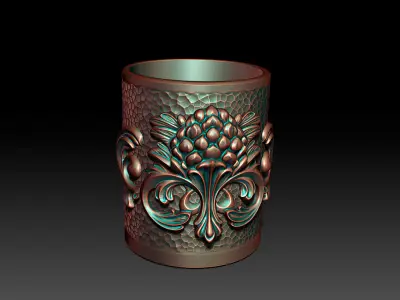 Faceted Cup with Decorative Element - Koozie for miniCola Cans 3D print model