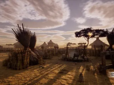 African Village - Unreal Engine Project Low-poly 3D model