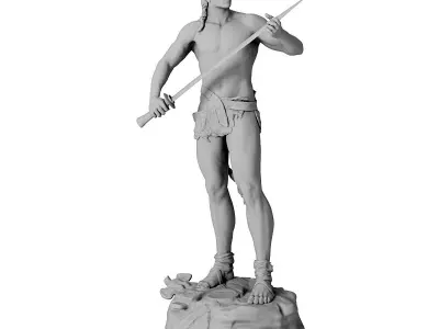 Statuette Man Sword 3D model