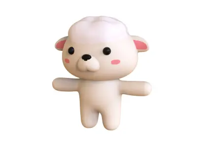 Chubby Sheep Animated for Games Low-poly 3D model