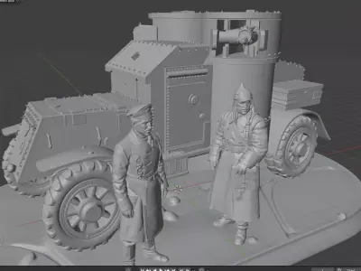 WWI Russian Armoured Car Diorama STL  Austin  3D print model