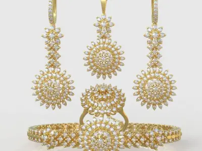 Ring Bracelet Earring and Pendant Set 3D printable model 0038 3D Model Pack