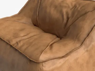 Modern Lounger Chair leather Low-poly 3D model