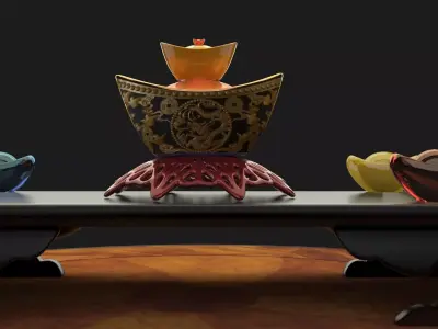 chinese gold ingot  3D model 14