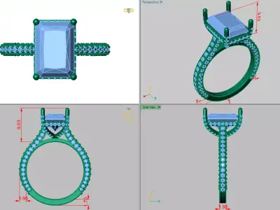 radiant  cut luxury solitare with all pave under - around  shank 3D print model
