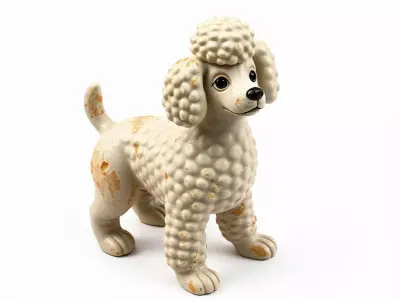 Vintage Poodle Dog Decorative Figurine Low-poly 3D model